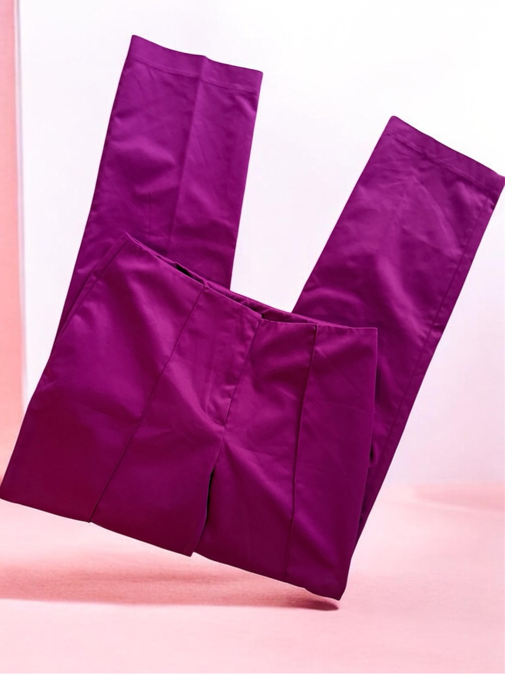 Passport Magenta Fuchsia Pink Satin Dress Pants Size 6 High Waist